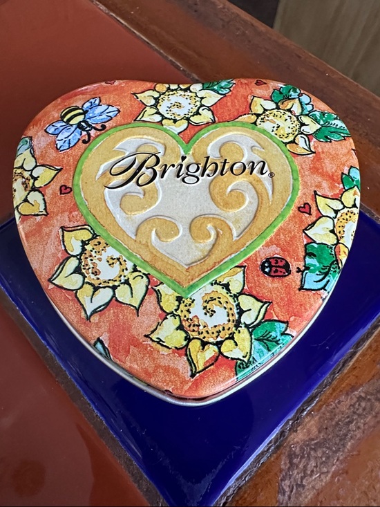 Brighton Other - Brighton Orange Floral Heart Trinket Box with Gold Accents